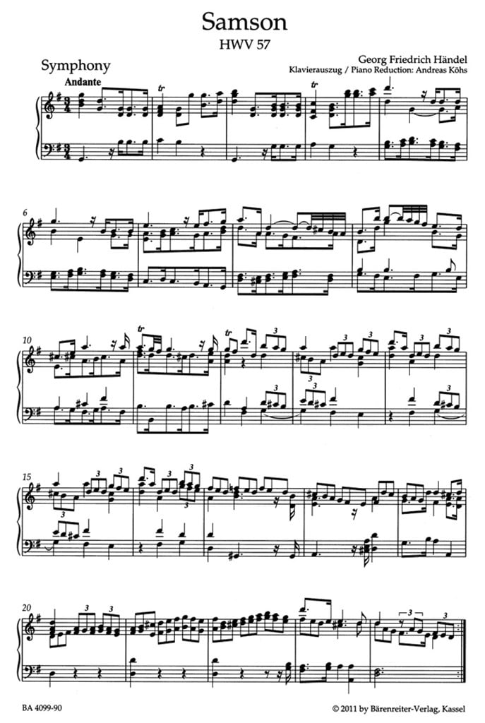 Samson Hwv 57 Oratorio In Three Parts